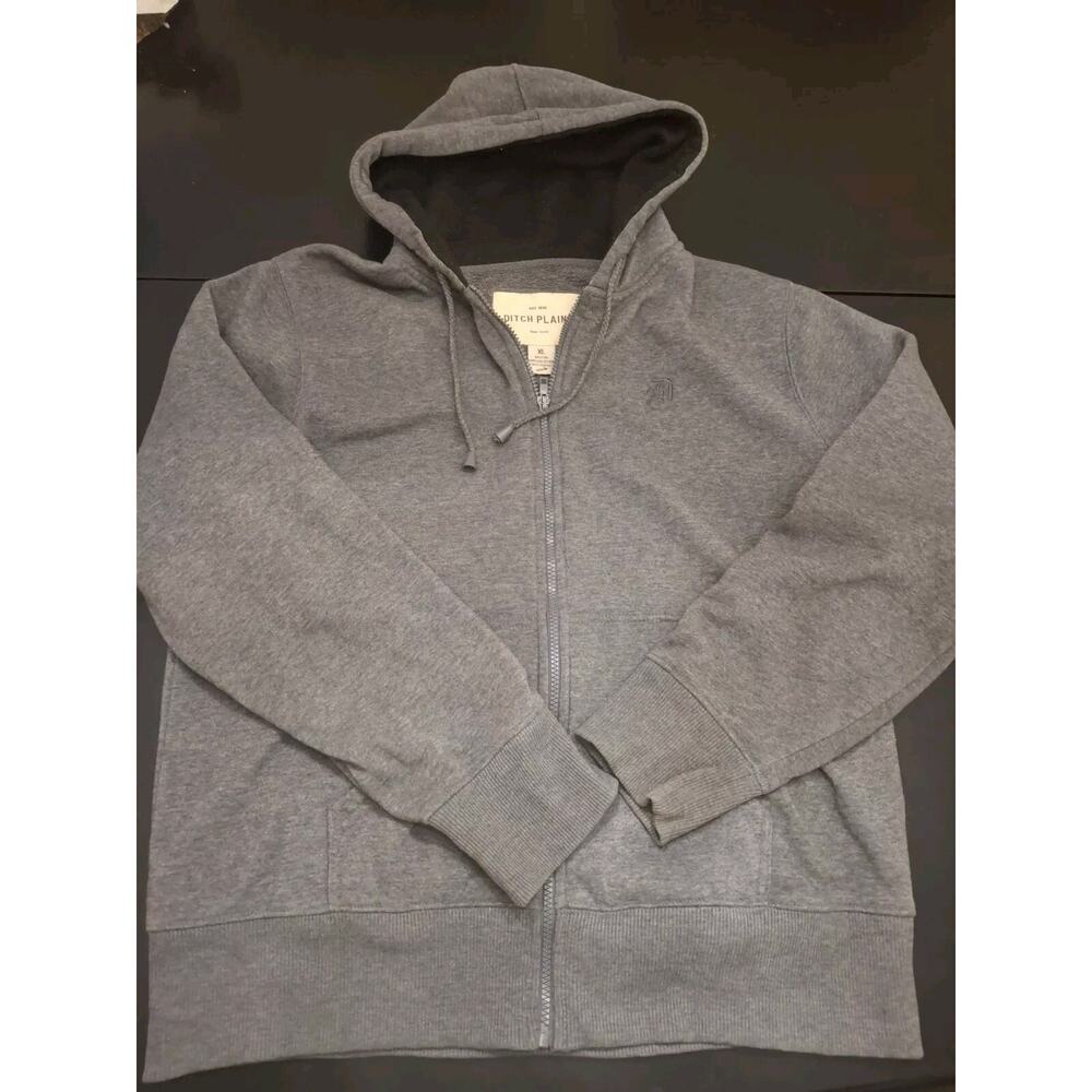 Ditch Plains New York Adult's Sweatshirt Hoodie Zip Up Jacket Size XL Gray
